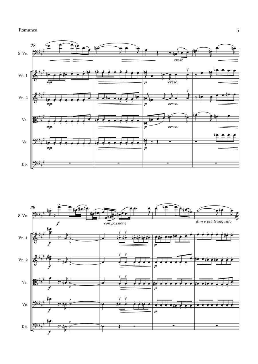 Beach Romance Op 23 for Cello and String Orchestra String Orchestra scores gallery preview page 6