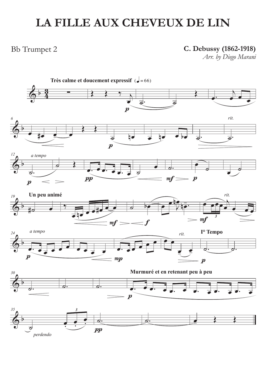 La Fille Aux Cheveux De Lin for Brass Quartet Brass Quartet scores gallery preview page 2