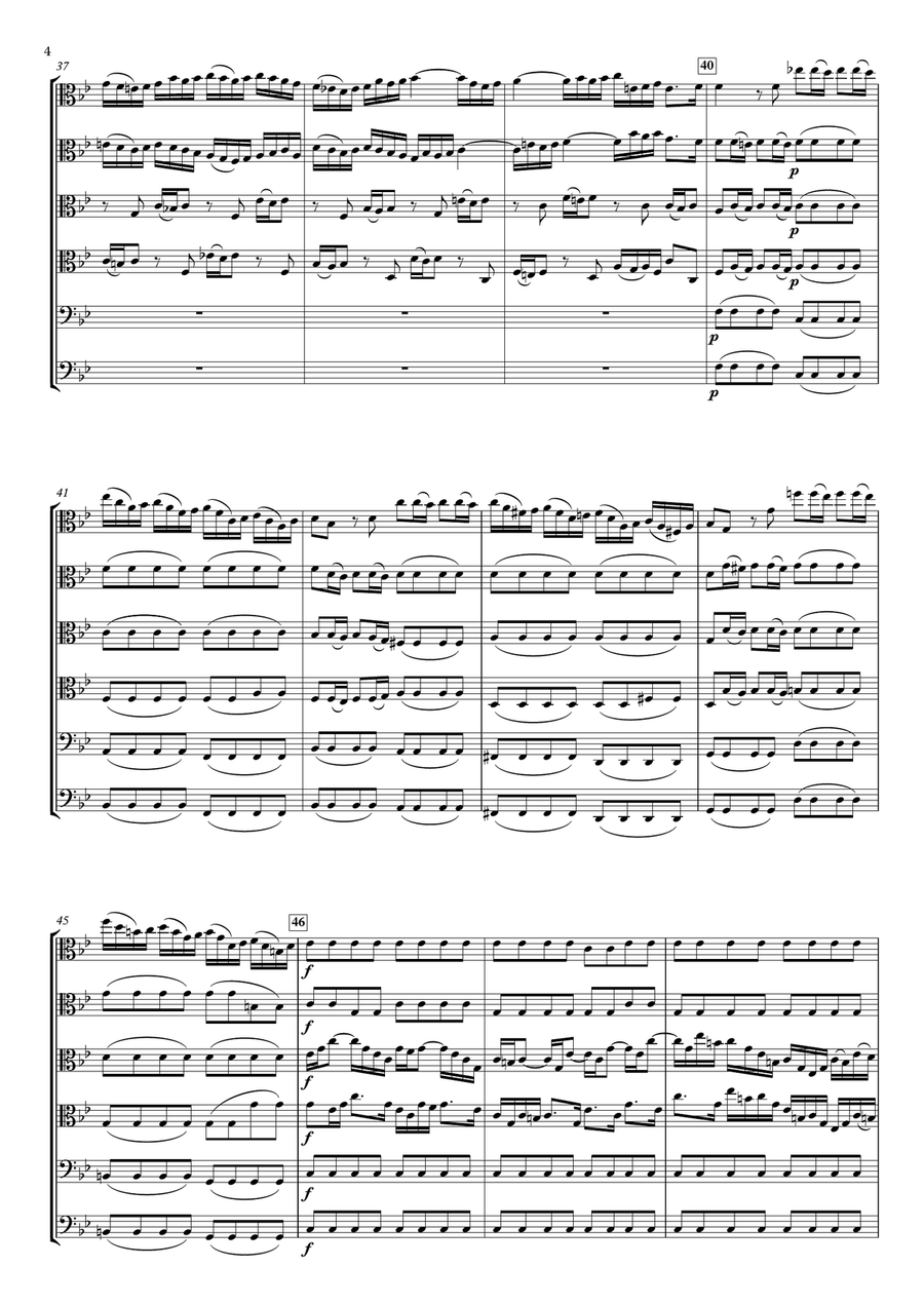 Brandenburg Concerto No.6, BWV 1051 for 4 Violas, Cello and Contrabass -Balanced version- String Orchestra scores gallery preview page 4