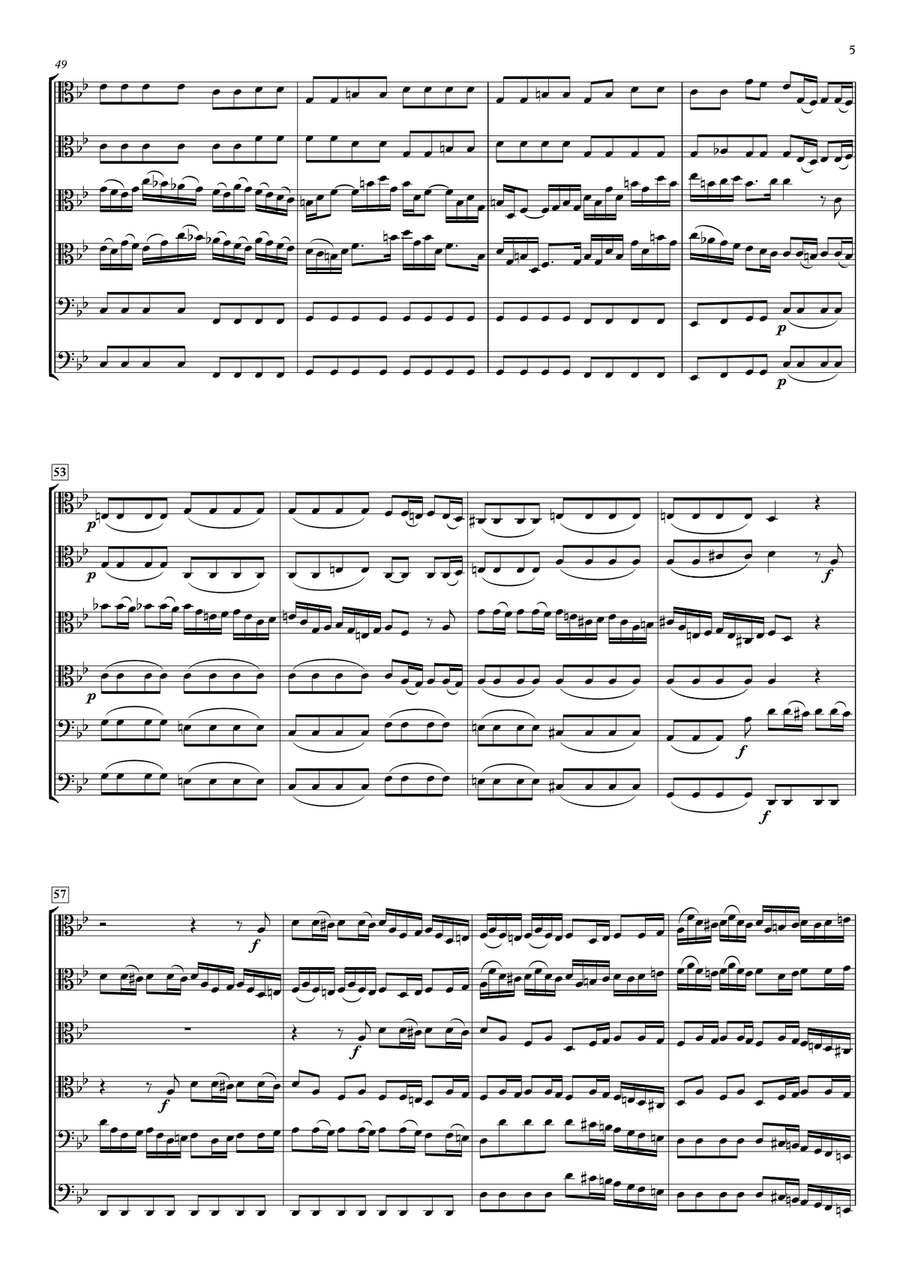 Brandenburg Concerto No.6, BWV 1051 for 4 Violas, Cello and Contrabass -Balanced version- String Orchestra scores gallery preview page 5