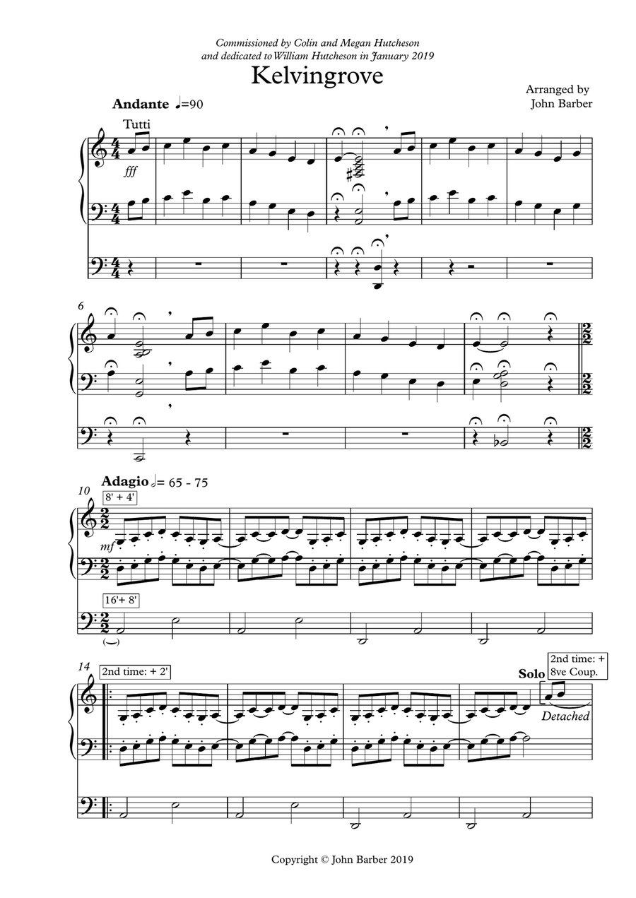 Kelvingrove Organ Solo scores gallery preview page 1