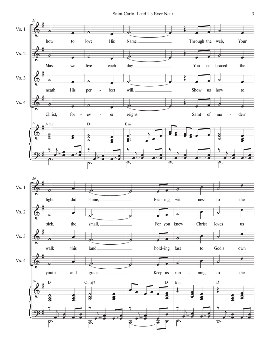 Saint Carlo, Lead Us Ever Near (SAB) 3-Part scores gallery preview page 3