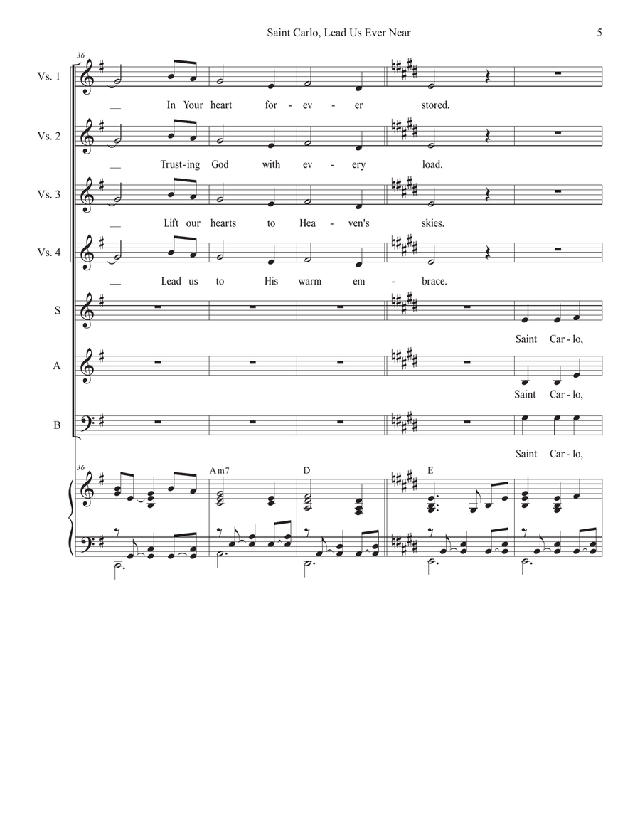Saint Carlo, Lead Us Ever Near (SAB) 3-Part scores gallery preview page 5