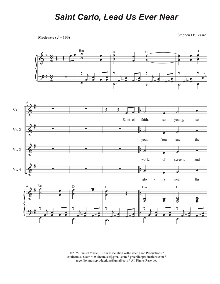 Saint Carlo, Lead Us Ever Near (2-part choir - (TB) TB scores gallery preview page 1