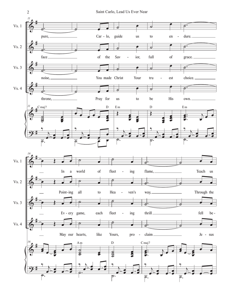 Saint Carlo, Lead Us Ever Near (2-part choir - (TB) TB scores gallery preview page 2