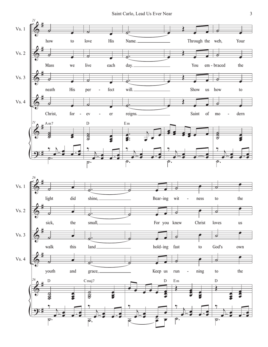Saint Carlo, Lead Us Ever Near (2-part choir - (TB) TB scores gallery preview page 3