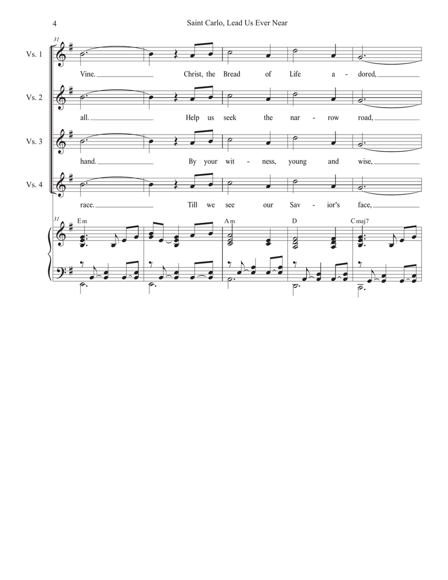 Saint Carlo, Lead Us Ever Near (2-part choir - (TB) TB scores gallery preview page 4