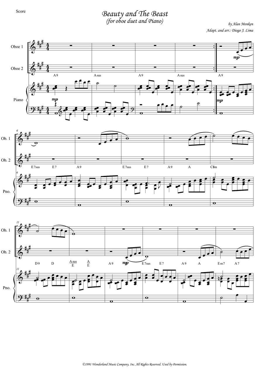 Beauty And The Beast Prologue Woodwind Duet scores gallery preview page 1