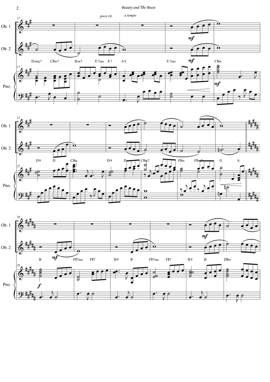 Beauty And The Beast Prologue Woodwind Duet scores gallery preview page 2
