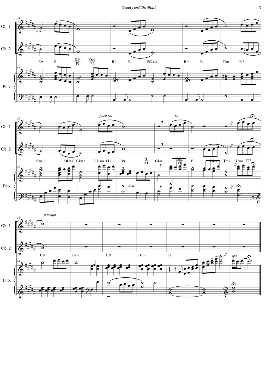 Beauty And The Beast Prologue Woodwind Duet scores gallery preview page 3