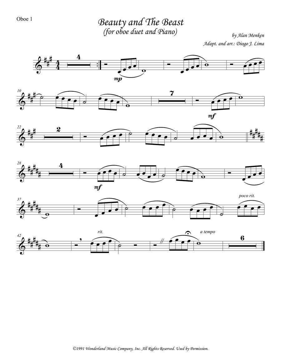 Beauty And The Beast Prologue Woodwind Duet scores gallery preview page 4