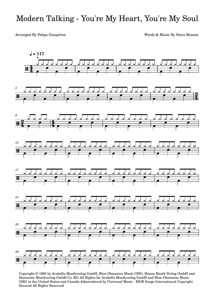 You're My Heart, You're My Soul Drum Set scores gallery preview page 1