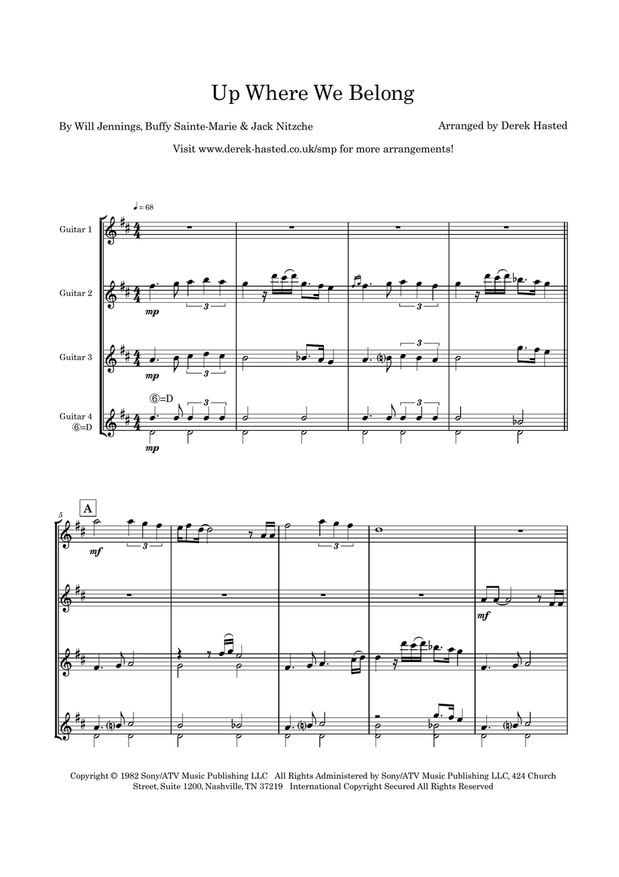 Up Where We Belong Guitar Ensemble scores gallery preview page 4