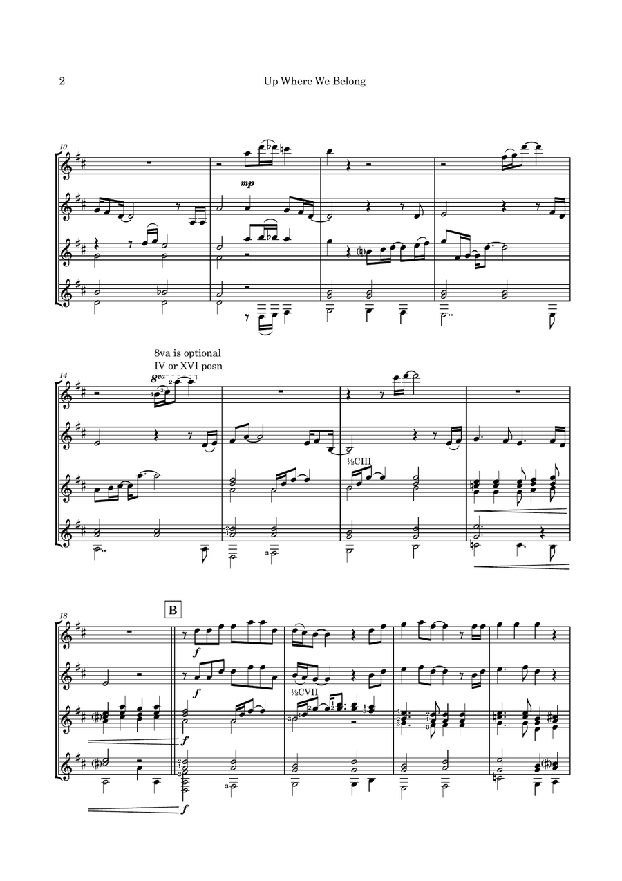Up Where We Belong Guitar Ensemble scores gallery preview page 5
