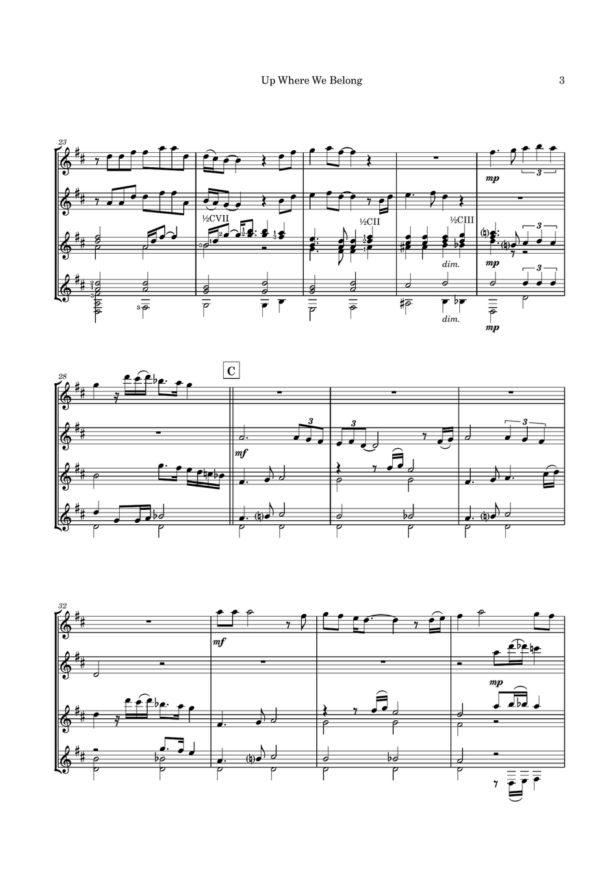 Up Where We Belong Guitar Ensemble scores gallery preview page 6