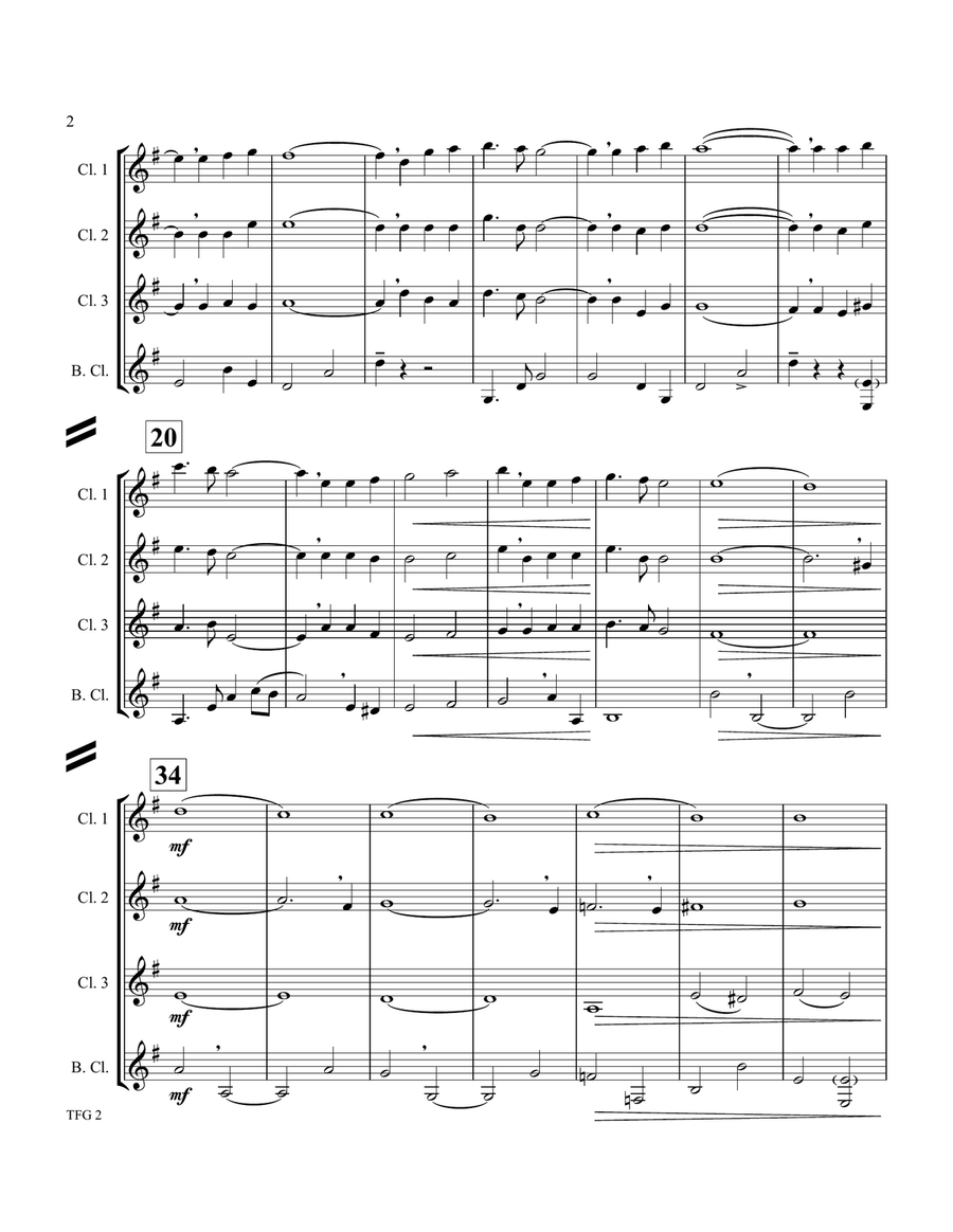 Gladiator Main Theme Clarinet Quartet scores gallery preview page 3