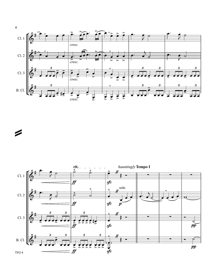 Gladiator Main Theme Clarinet Quartet scores gallery preview page 5