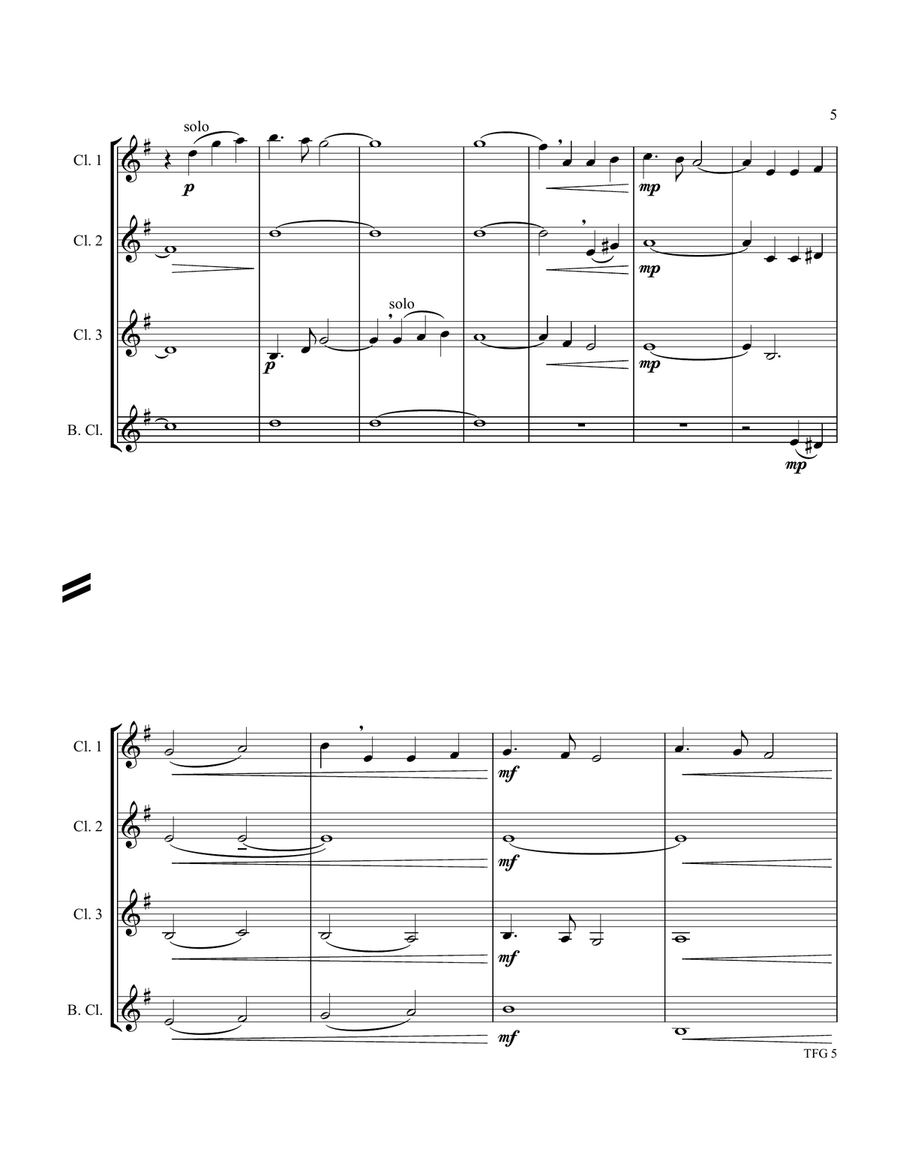 Gladiator Main Theme Clarinet Quartet scores gallery preview page 6