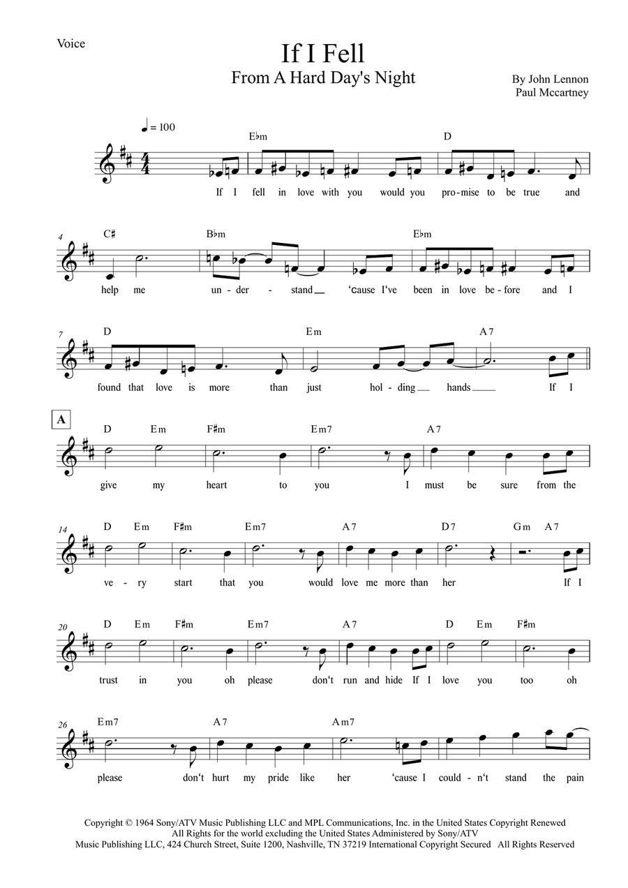 If I Fell If I Fell Piano scores gallery preview page 1