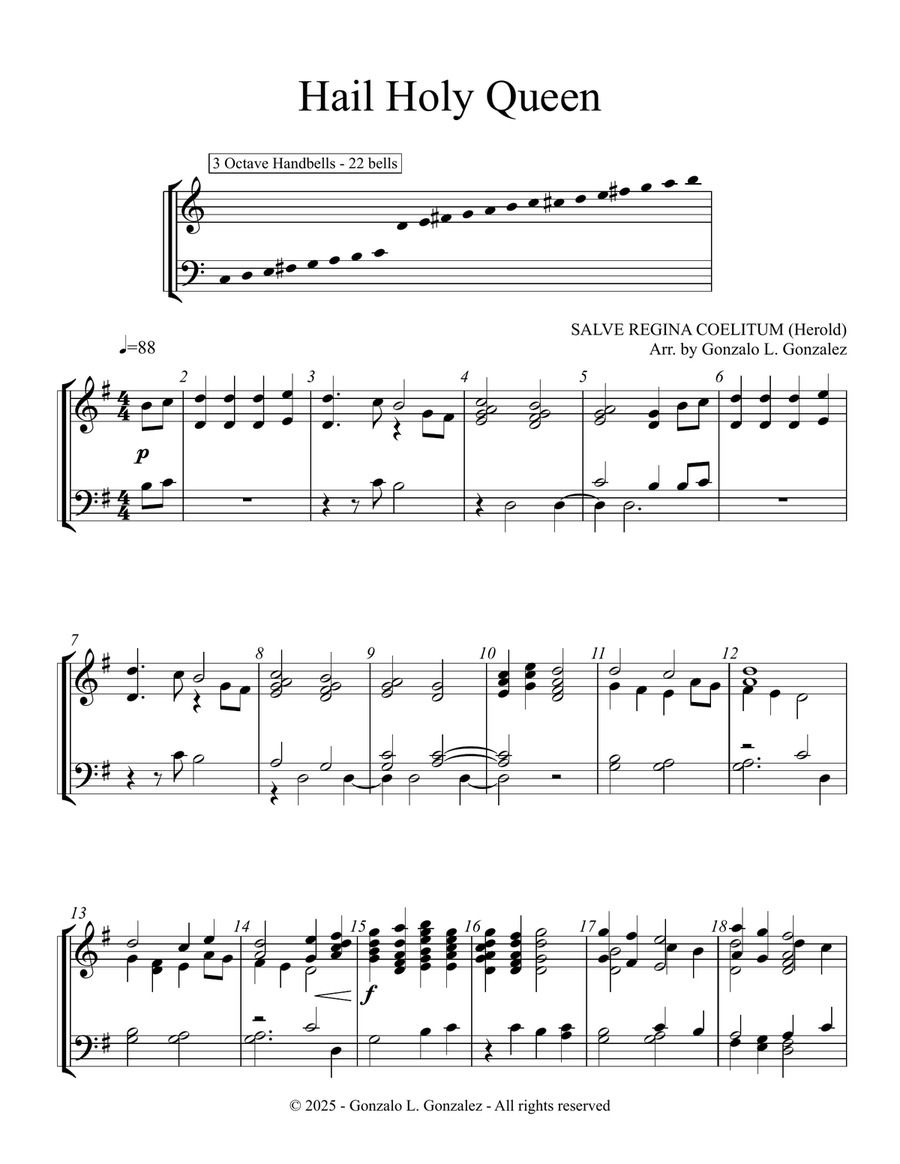 Hail Holy Queen Hail Holy Queen Handbell Choir scores gallery preview page 2