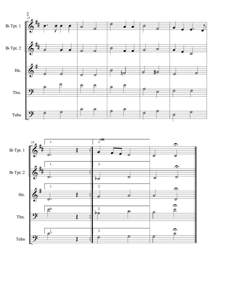 Holy, Holy, Holy! Lord God Almighty! Brass Quintet scores gallery preview page 2