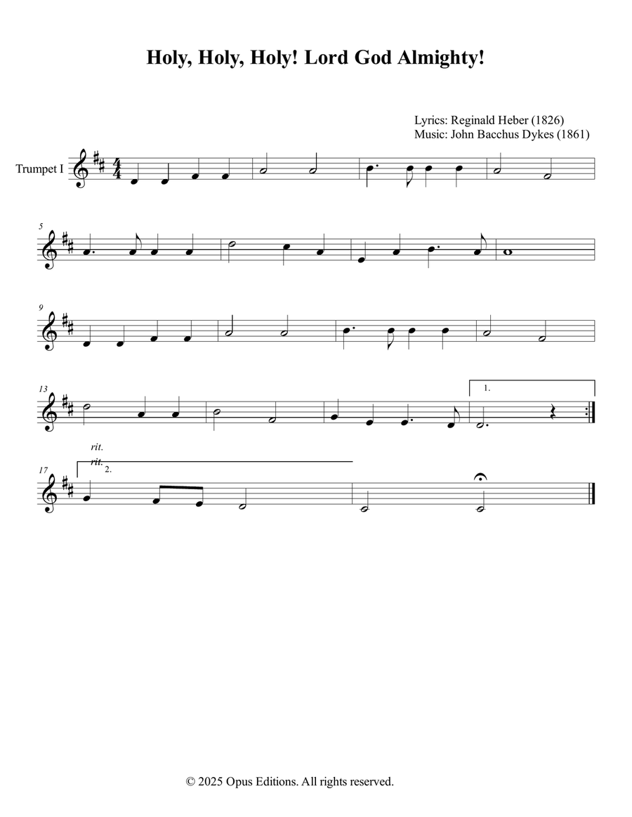 Holy, Holy, Holy! Lord God Almighty! Brass Quintet scores gallery preview page 3