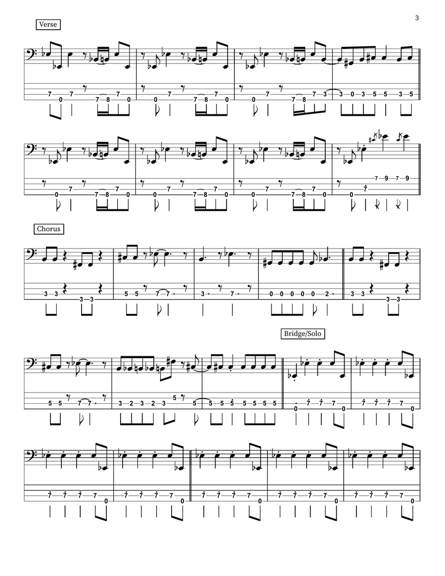 God Of Thunder God Of Thunder Bass Guitar scores gallery preview page 3