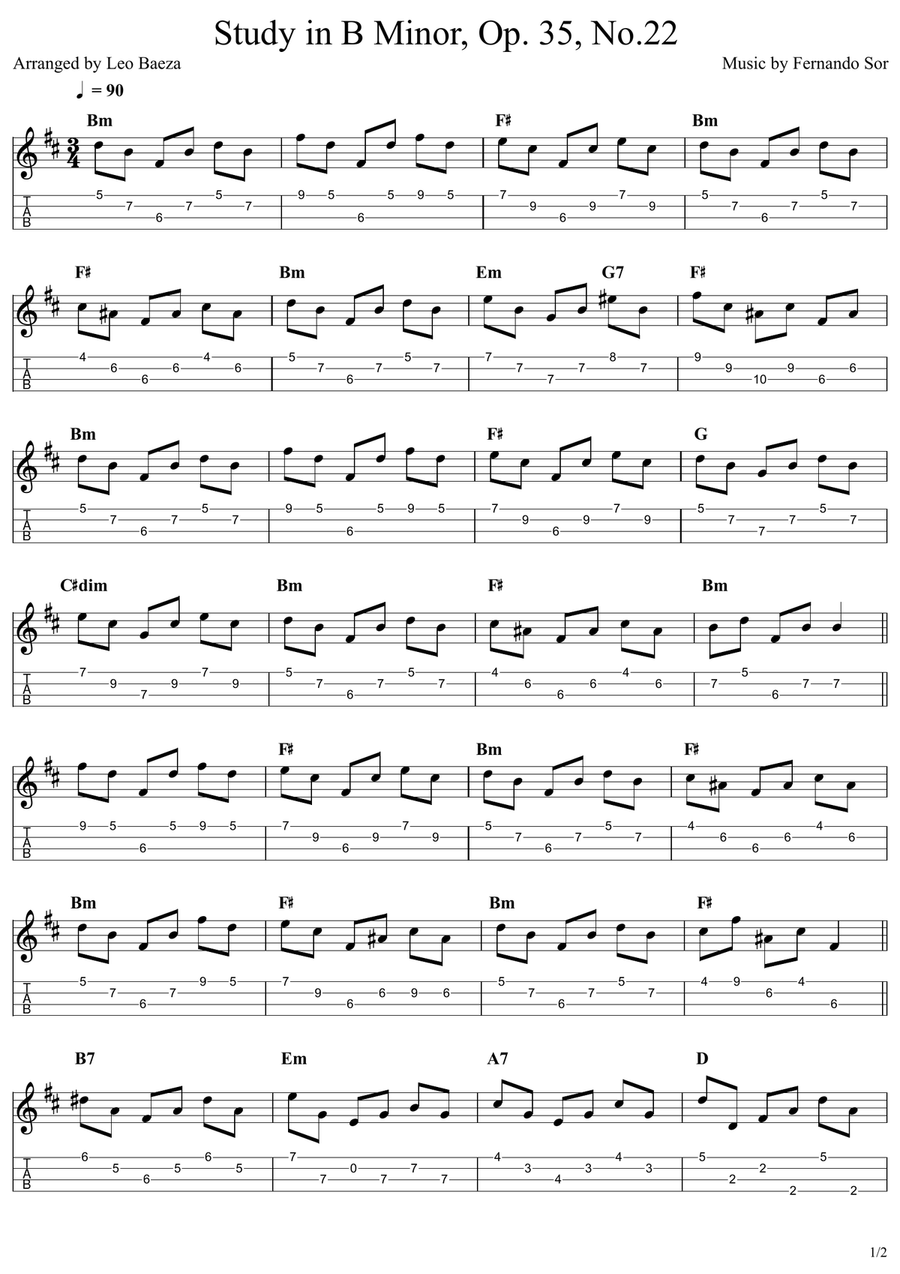 Study in B Minor, Op. 35, No.22 Ukulele scores gallery preview page 1