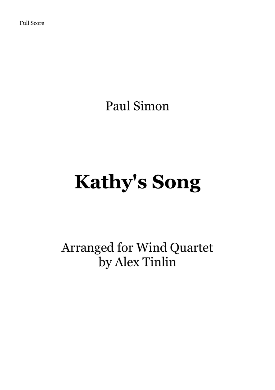 Kathy's Song Kathy's Song Woodwind Quartet scores gallery preview page 1