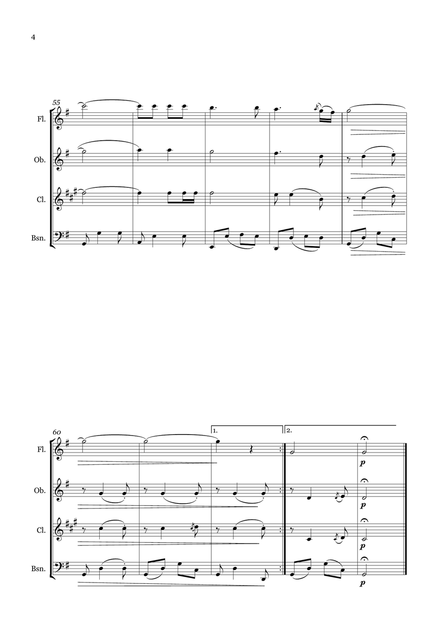 Kathy's Song Kathy's Song Woodwind Quartet scores gallery preview page 4