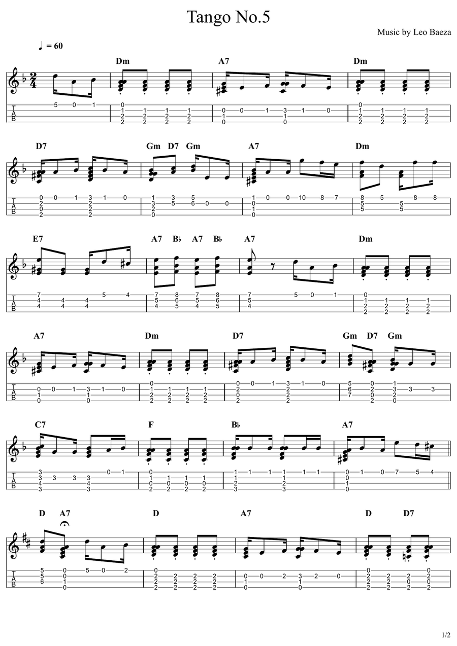 Tango No.5 Tango No.5 Ukulele scores gallery preview page 1
