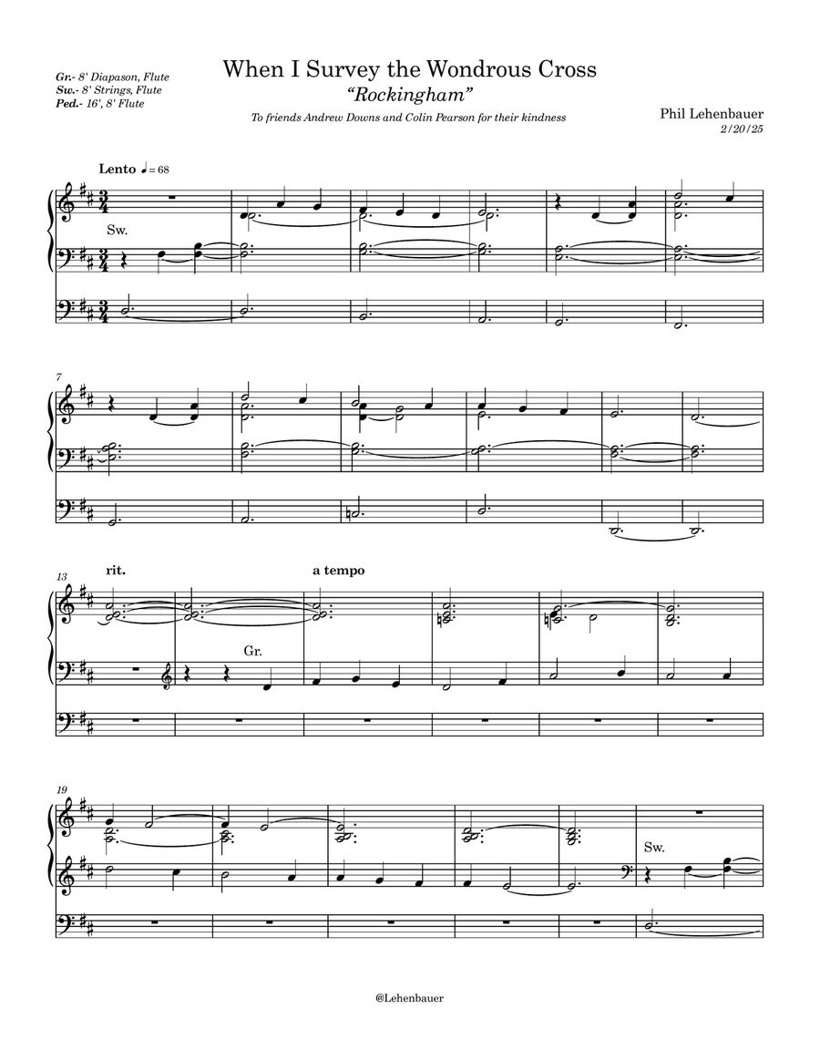When I Survey the Wondrous Cross (Rockingham), organ work by Phil Lehenbauer Organ Solo scores gallery preview page 2