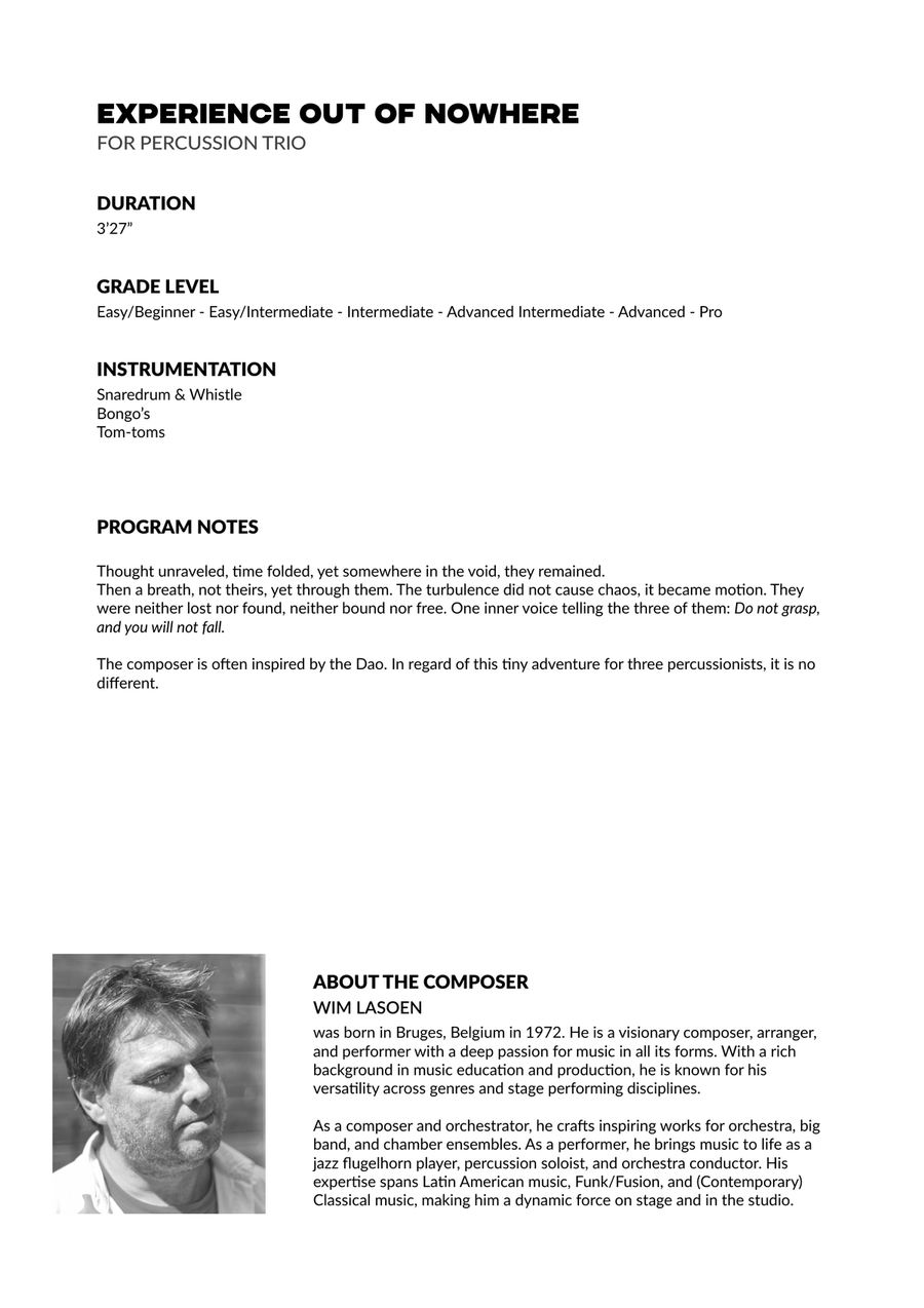 EXPERIENCE OUT OF NOWHERE Percussion Ensemble scores gallery preview page 3