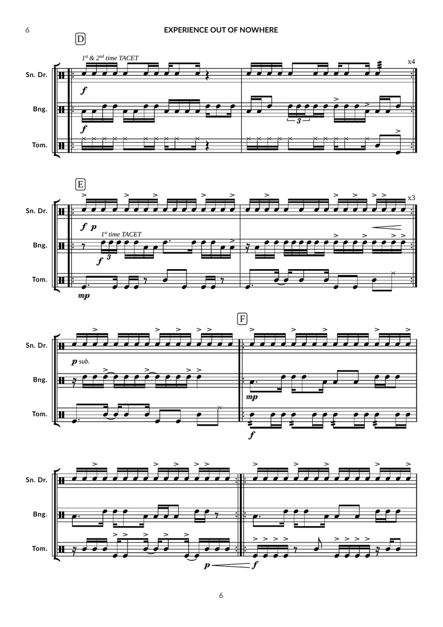 EXPERIENCE OUT OF NOWHERE Percussion Ensemble scores gallery preview page 6