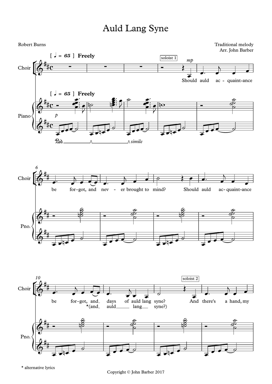 Auld lang syne 2-Part scores gallery preview page 1