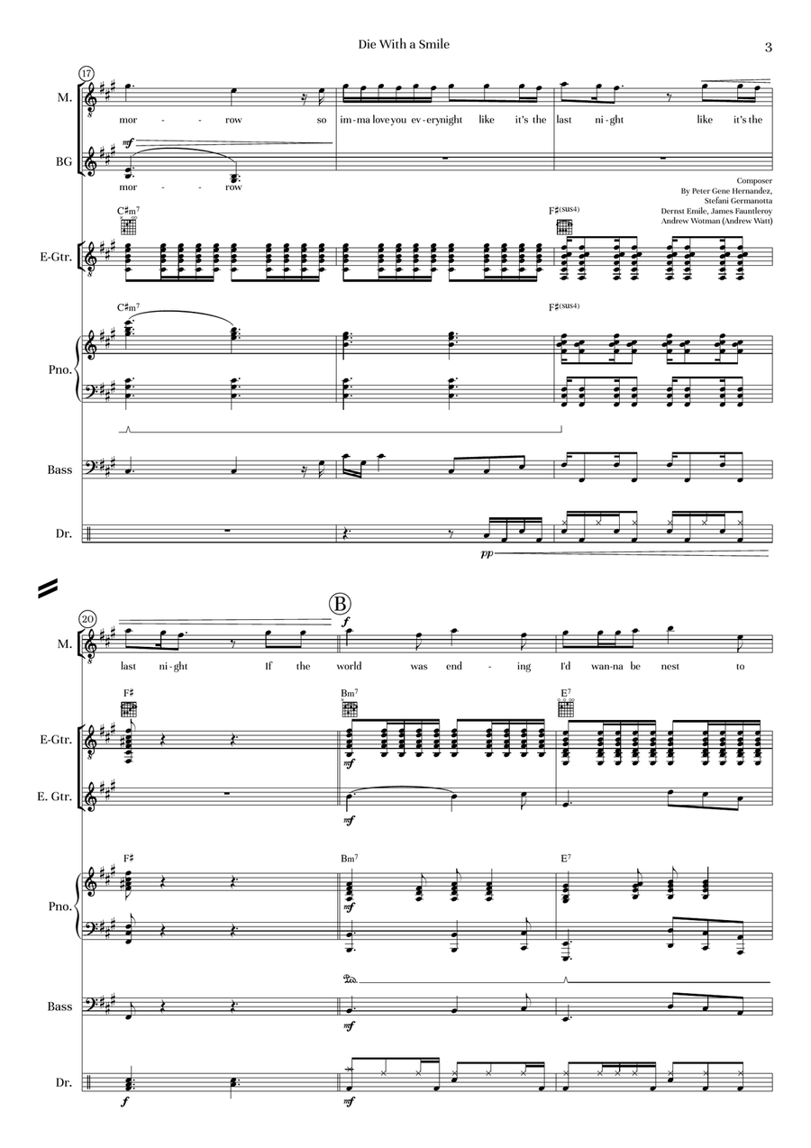 Die With A Smile - Score Only Jazz Ensemble scores gallery preview page 5
