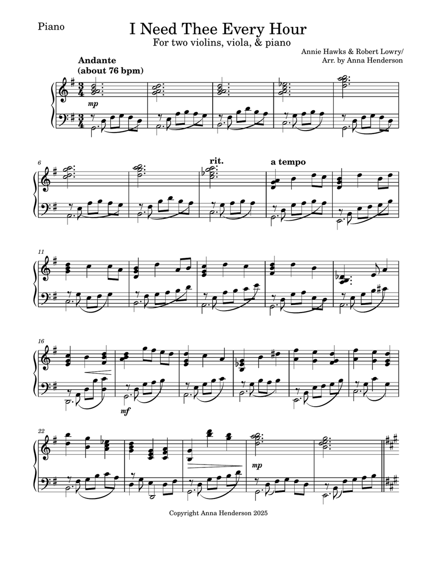 I Need Thee Every Hour I Need Thee Every Hour Small Ensemble scores gallery preview page 1