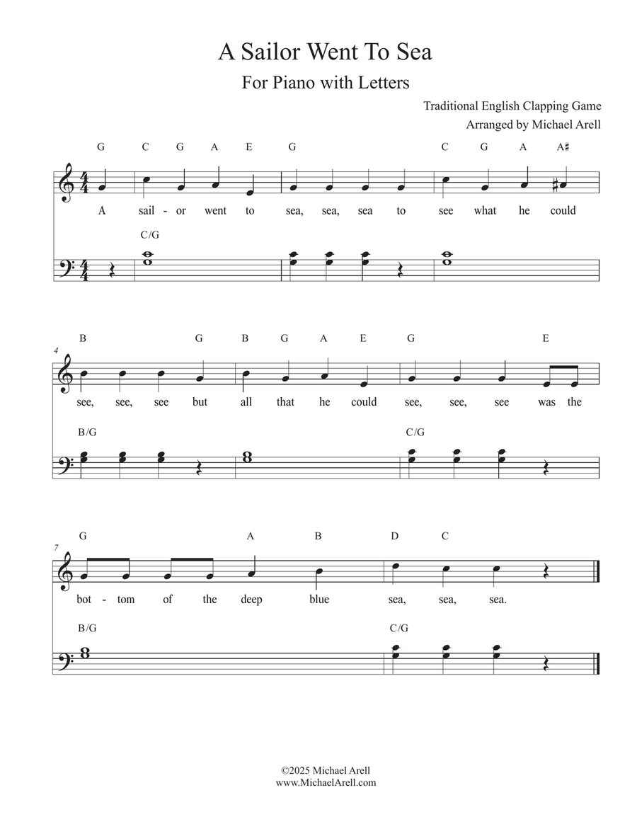 A Sailor Went To Sea For Piano Piano Method scores gallery preview page 1