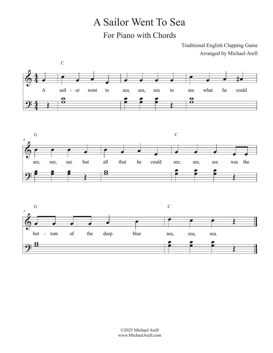 A Sailor Went To Sea For Piano Piano Method scores gallery preview page 2