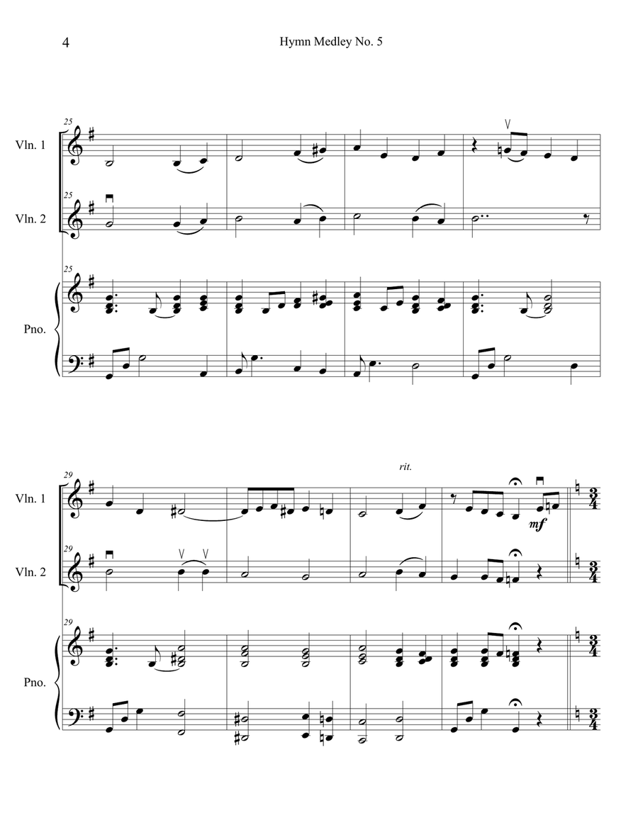 Hymn Medley No. 5 (Violin Duet with Piano Accompaniment) String Duet scores gallery preview page 4