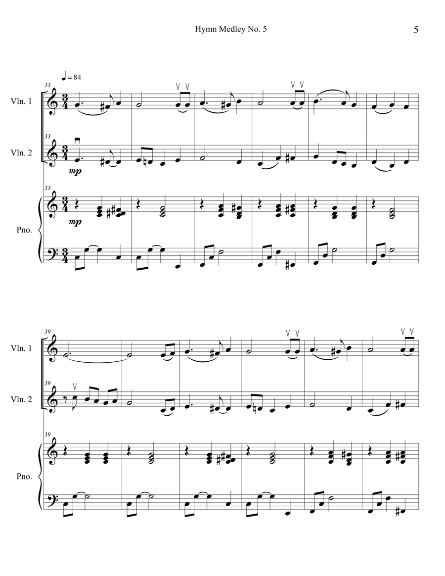 Hymn Medley No. 5 (Violin Duet with Piano Accompaniment) String Duet scores gallery preview page 5