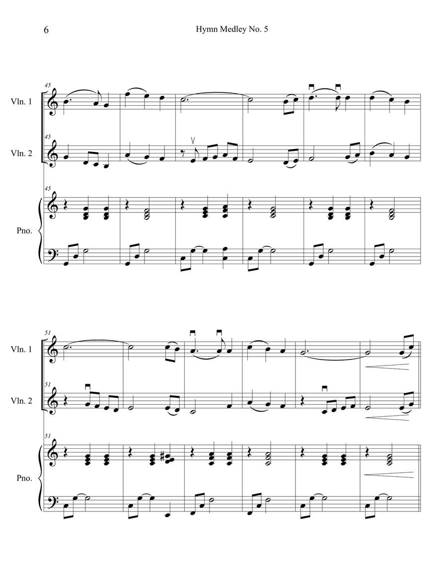 Hymn Medley No. 5 (Violin Duet with Piano Accompaniment) String Duet scores gallery preview page 6