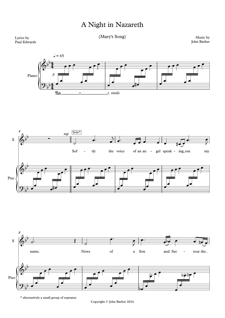 A Night in Nazareth 4-Part scores gallery preview page 1