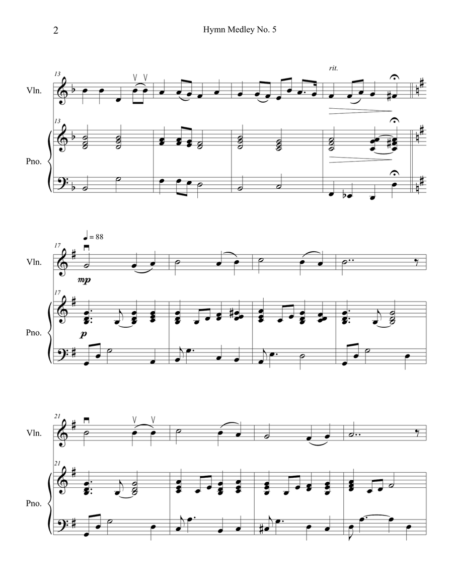 Hymn Medley No. 5 (Violin Solo with Piano Accompaniment) Violin Solo scores gallery preview page 2