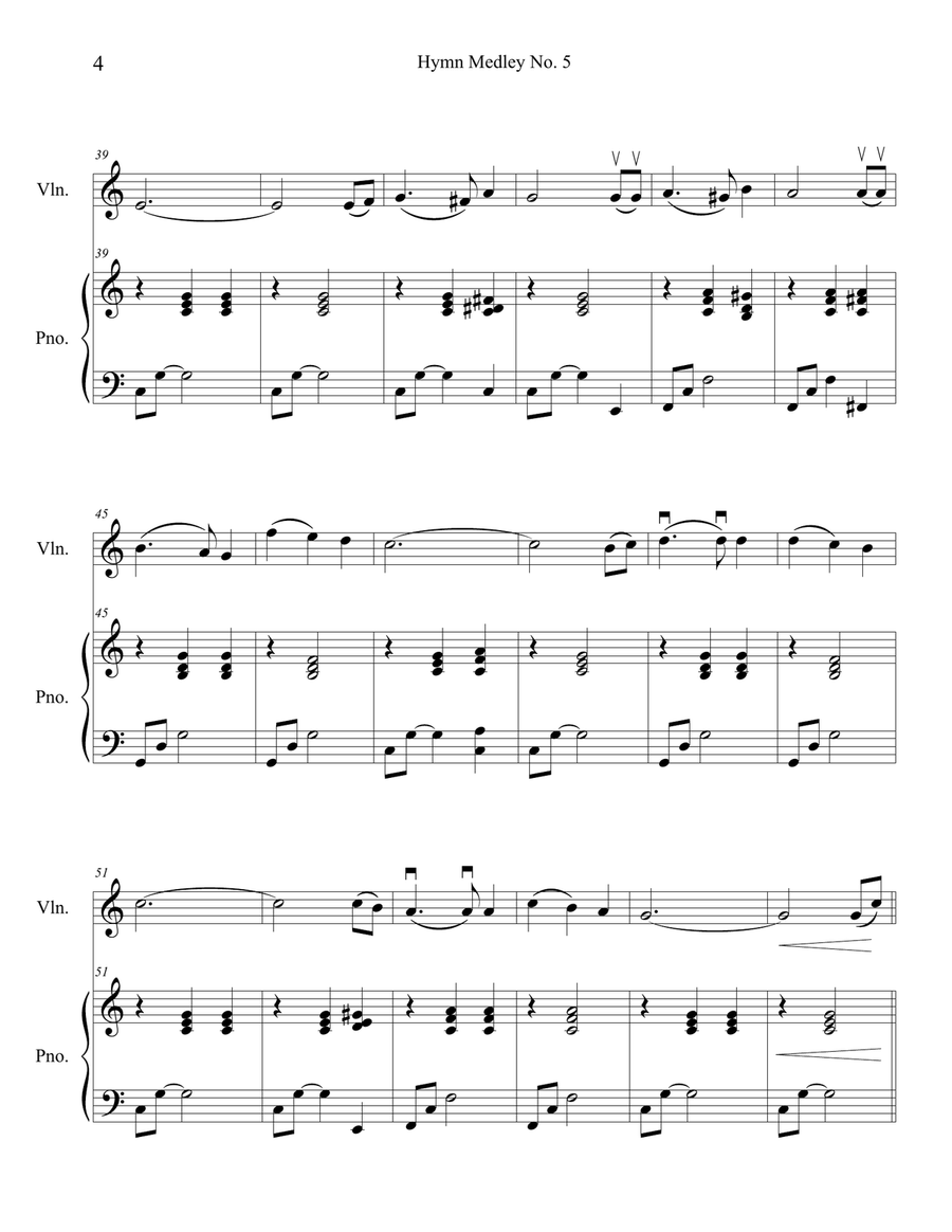 Hymn Medley No. 5 (Violin Solo with Piano Accompaniment) Violin Solo scores gallery preview page 4