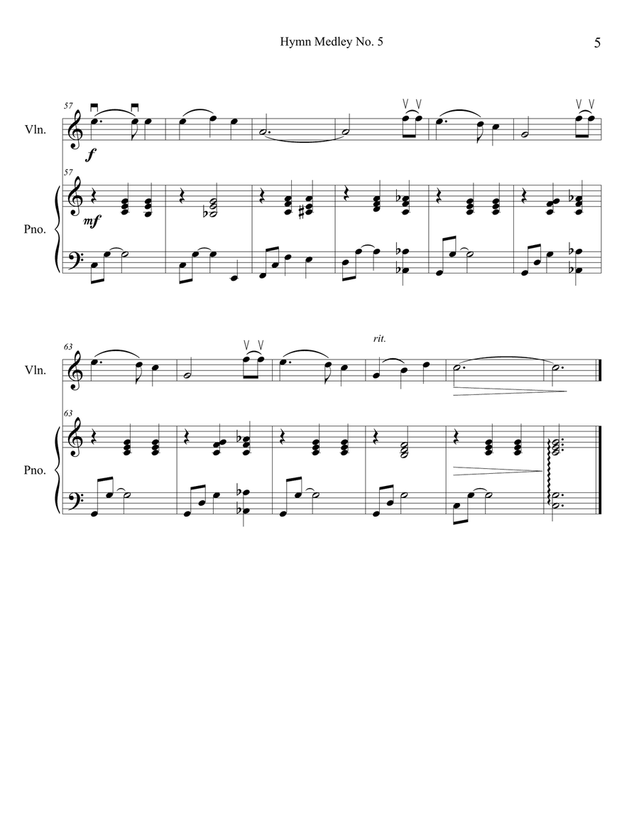 Hymn Medley No. 5 (Violin Solo with Piano Accompaniment) Violin Solo scores gallery preview page 5