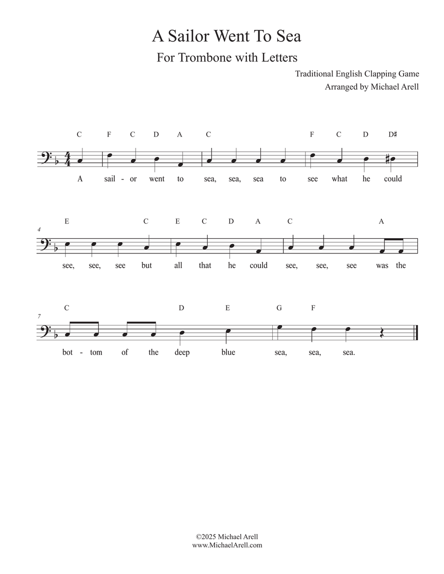A Sailor Went To Sea for Trombone Bass Trombone scores gallery preview page 1