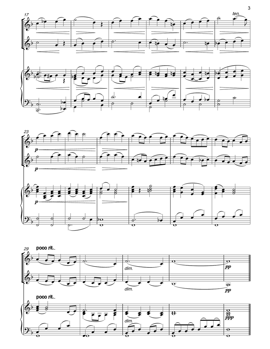 Evening Hymn arranged for two violins & piano by Ian Butterworth String Duet scores gallery preview page 3