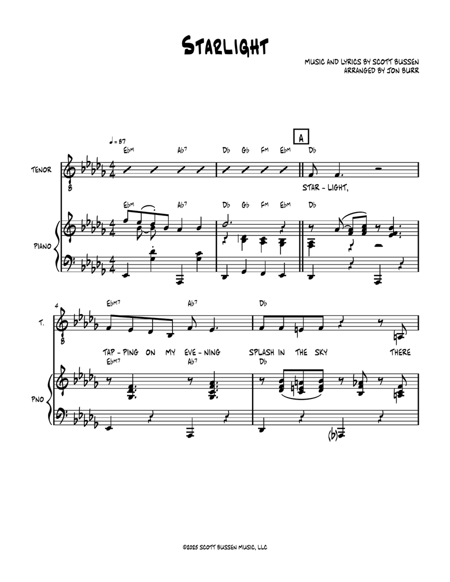 Starlight Piano, Vocal scores gallery preview page 1