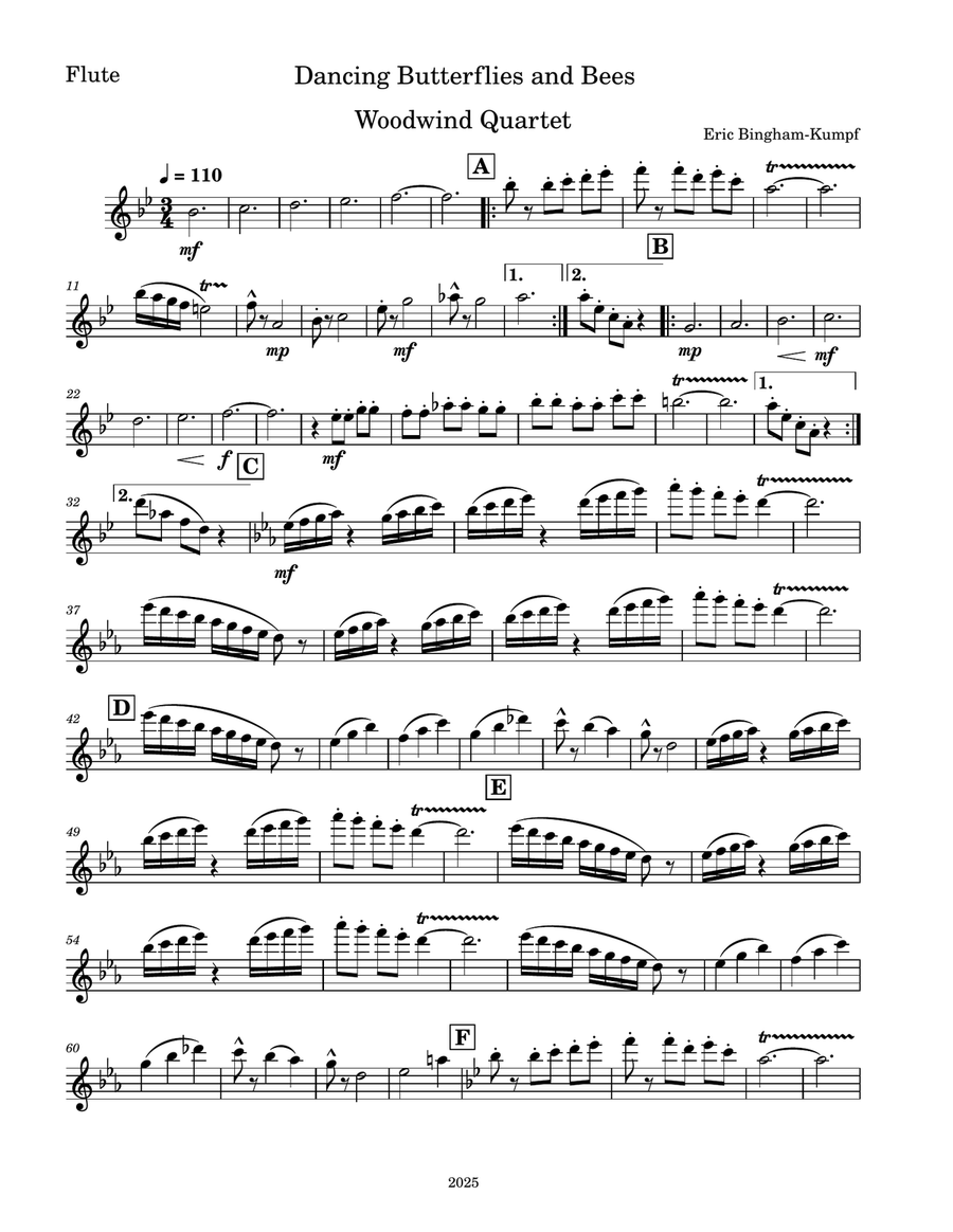 Dancing Butterflies and Bees Woodwind Quartet scores gallery preview page 5